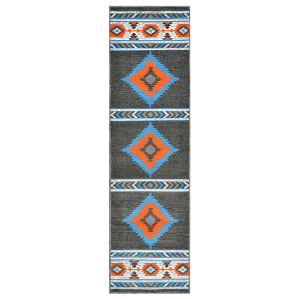 Foundry Select HR Electric Orange Grey Multi Southwestern Rugs For